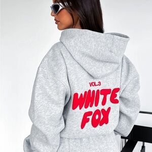 White Fox Offstage Hoodie Alloy Grey S/M small medium sweatshirt